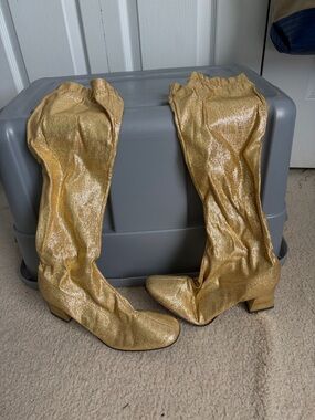 VINTAGE Shimmery Gold Over-the-Knee Boots